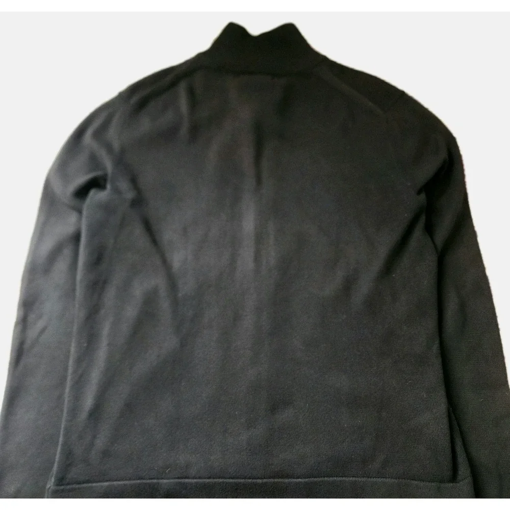 Banana Republic Zip Sweater M Argyle Black Mod Minimalist Preppy‎ Knit Cardigan